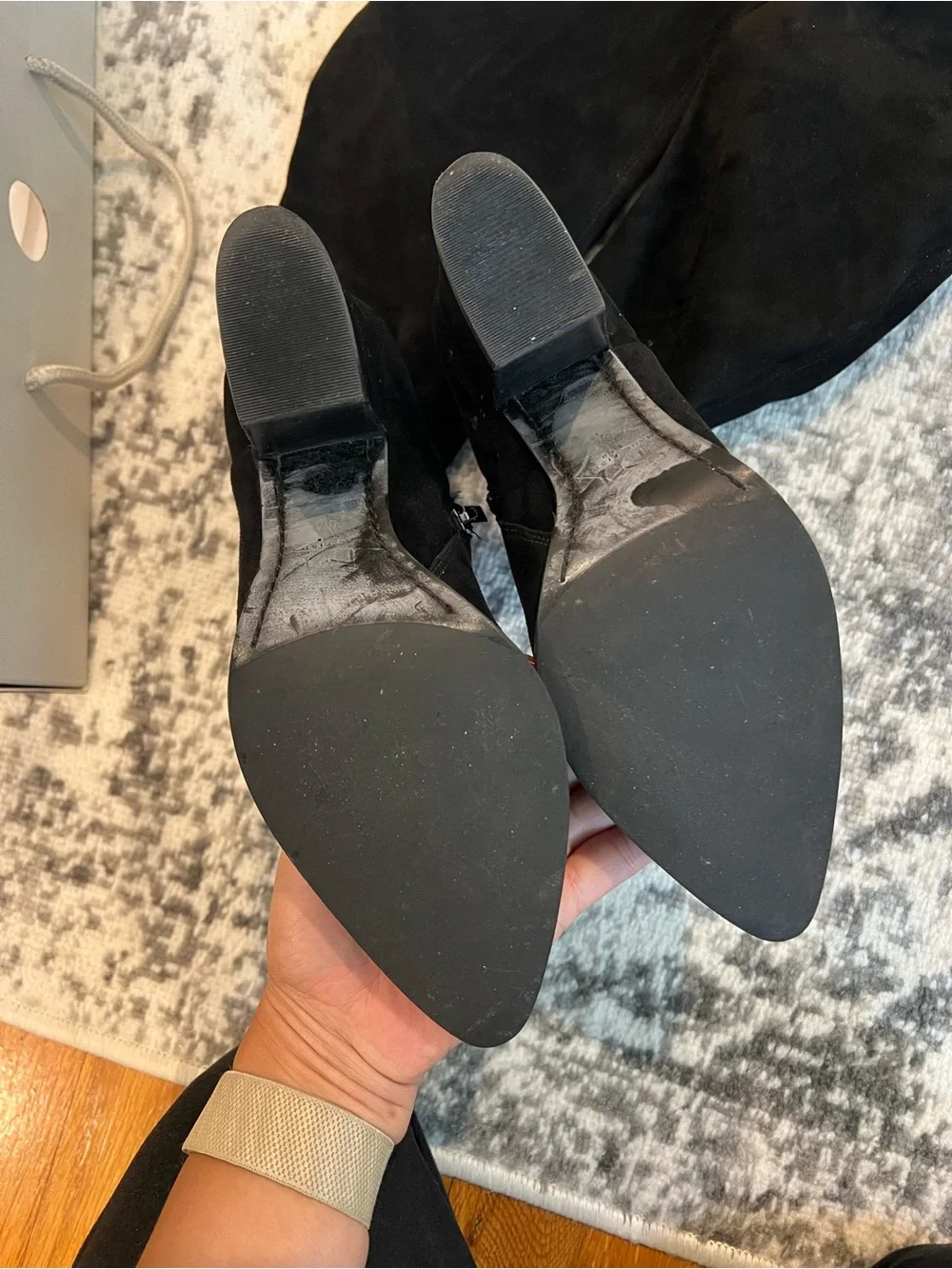 Marc Fisher Black Suede Over-the-Knee Block Heel Boots